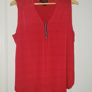 Susan Lawrence Red Tank Top with Zip Detail